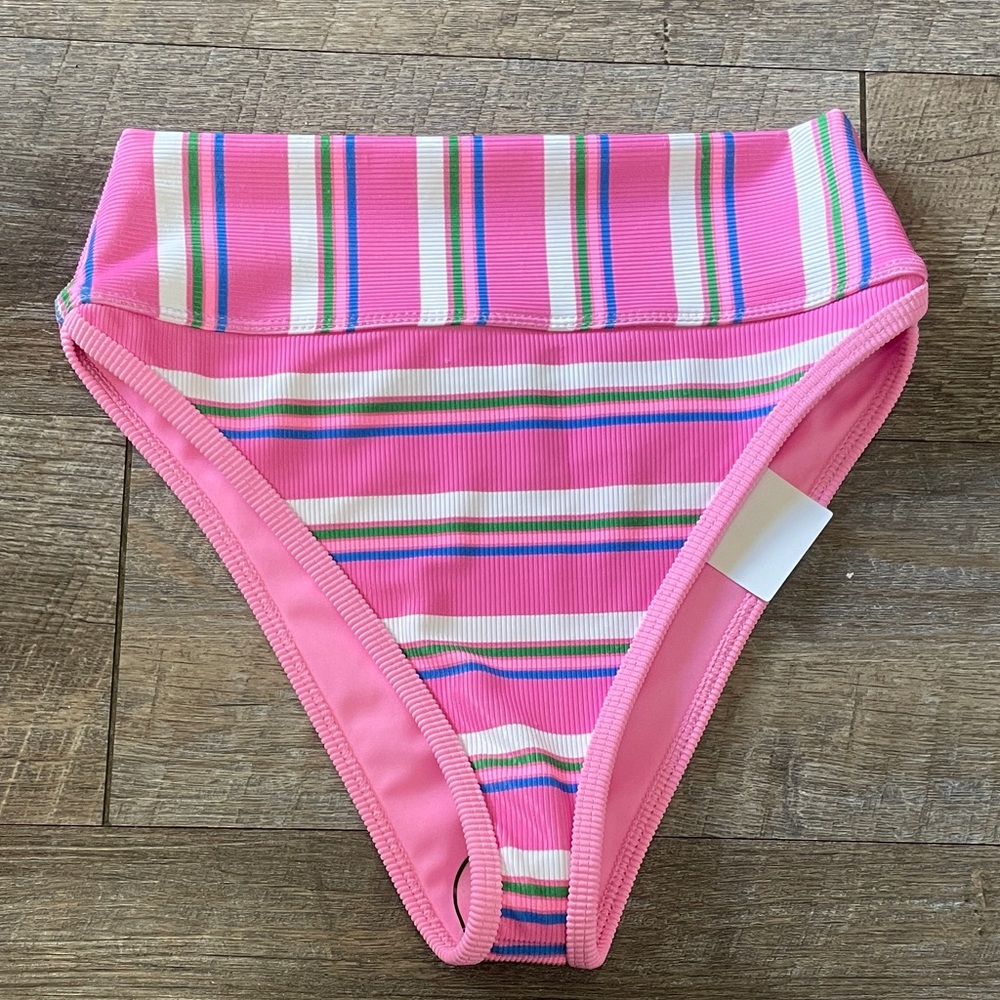 NWT Beach Riot Sugar Plum Striped High Waisted Bikini Bottoms
